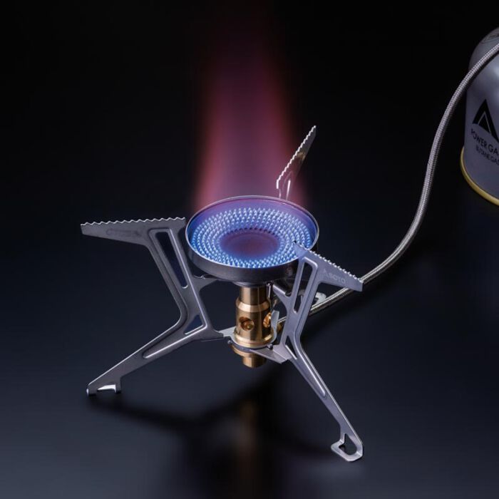 réchaud à gaz de SOTO Fusion Trek - flamme bleue